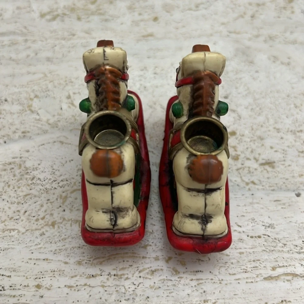 Vintage Holiday memories collector ornament rocking horse candle holders